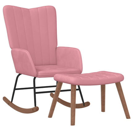 Gungstol med fotpall Rosa sammet