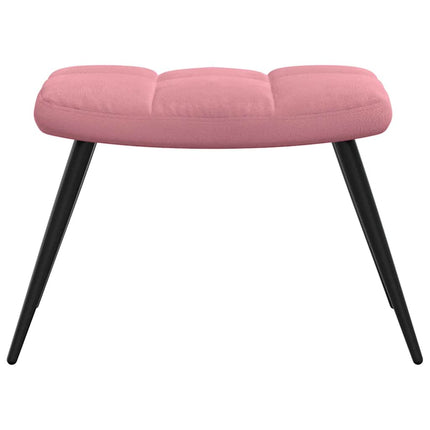 Vilstol med fotpall rosa sammet