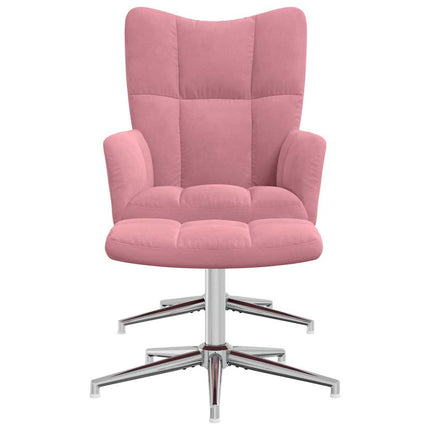 Vilstol med fotpall rosa sammet