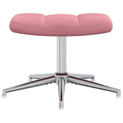 Vilstol med fotpall rosa sammet