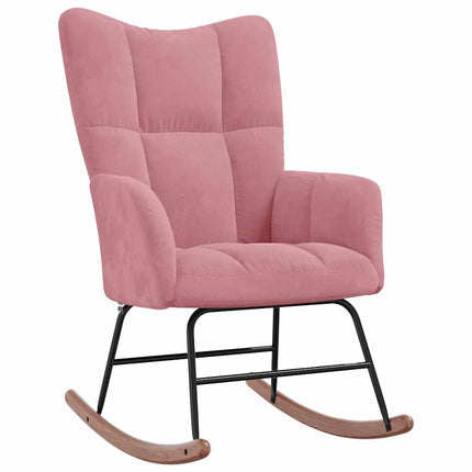 Gungstol med fotpall rosa sammet