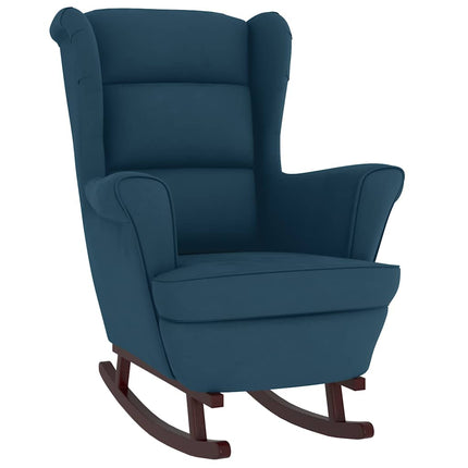 Gungstol med ryggstöd Blå sammet och massivt trä