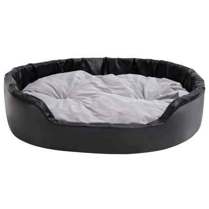 Hundbädd svart och grå 99x89x21 cm plysch och konstläder