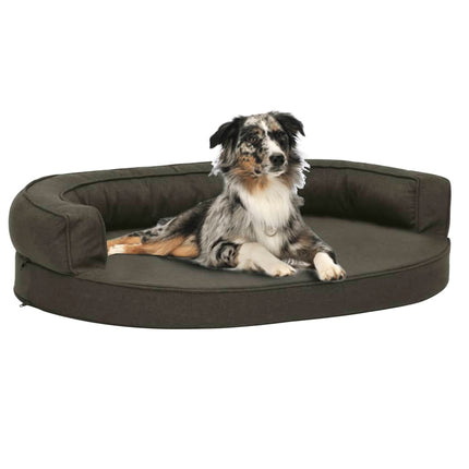 Ergonomisk hundmadrass 75x53 cm linnelook fleece mörkgrå