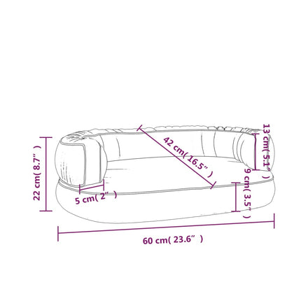 Ergonomisk hundbädd mörkblå 60x42 cm konstläder