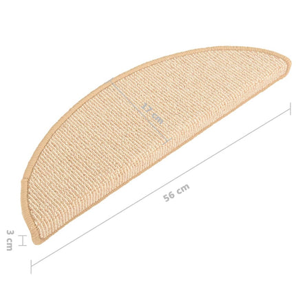 Trappmattor 15 st 56x17x3 cm krämfärgade halvrunda