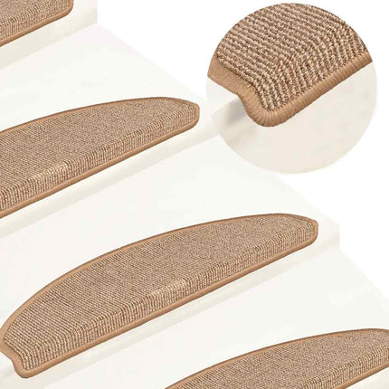 Trappmattor 15 st 65x21x4 cm ljusbruna halvrunda stora