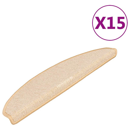 Trappmattor 15 st 65x21x4 cm krämfärgade halvrunda stora