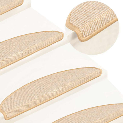 Trappmattor 15 st 65x21x4 cm krämfärgade halvrunda stora
