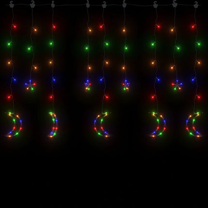 Ljusgardin stjärnor och månar fjärrkontroll 138 LED flerfärgad