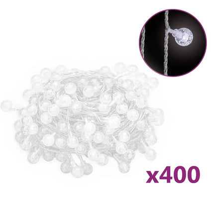 Ljusslinga 40 m kulor 400 lysdioder kallvit 8 funktioner