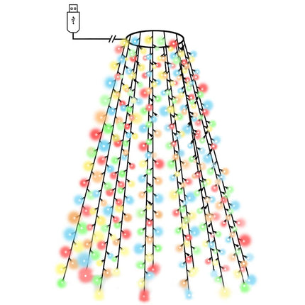 Ljusnät för julgran 210 lysdioder flerfärgad 210 cm