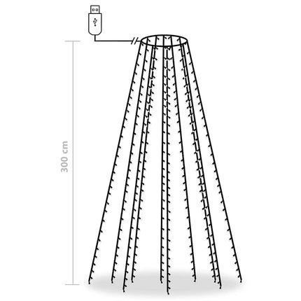 Ljusnät för julgran 300 lysdioder kallvit 300 cm