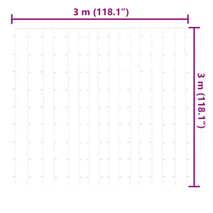 Ljusdraperi 3x3 m 300 lysdioder blå 8 funktioner