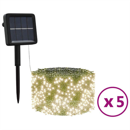 Soldriven ljusslinga 5 st 5x200 lysdioder varmvit inne/ute