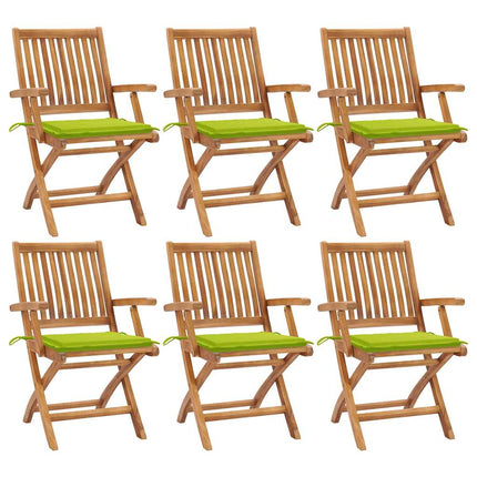 Hopfällbara trädgårdsstolar med dynor 6 st massiv teak