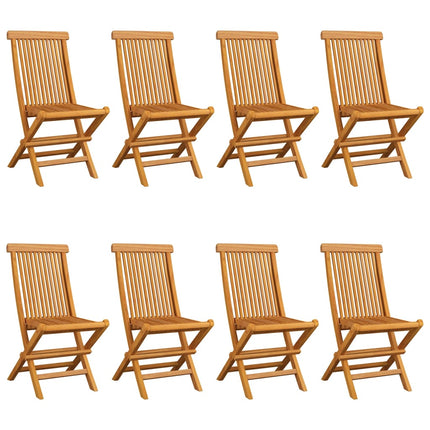 Trädgårdsstolar med gräddvita dynor 8 st massiv teak