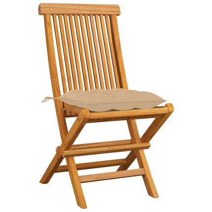 Trädgårdsstolar med beige dynor 8 st massiv teak