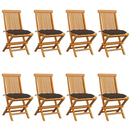 Trädgårdsstolar med dynor taupe 8 st massiv teak