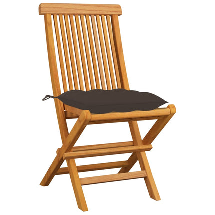 Trädgårdsstolar med dynor taupe 8 st massiv teak