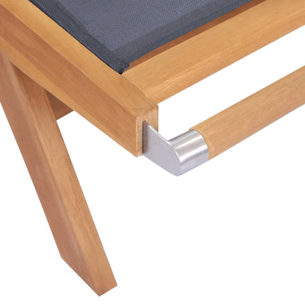 Hopfällbara solsängar med hjul 2 st massiv teak och textil