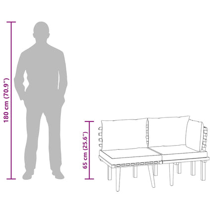 Loungegrupp för trädgården med dynor 2 delar massivt akaciaträ