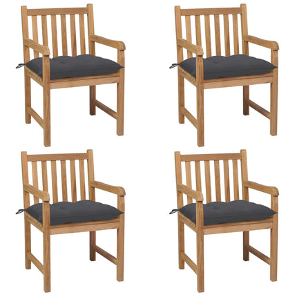 Trädgårdsstolar med antracita dynor 4 st massiv teak