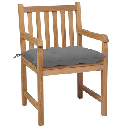Trädgårdsstolar med gråa dynor 4 st massiv teak