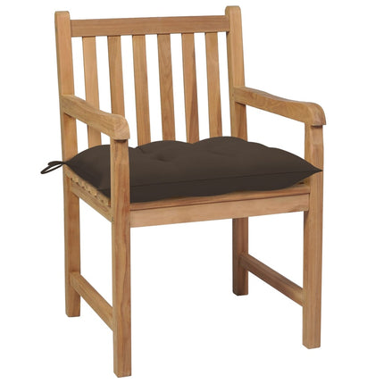 Trädgårdsstolar med taupe dynor 4 st massiv teak