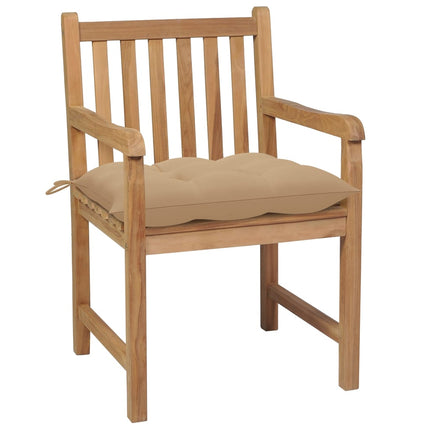 Trädgårdsstolar 6 st med beige dynor massiv teak
