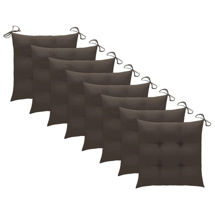Trädgårdsstolar 8 st med taupe dynor massiv teak
