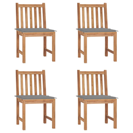 Trädgårdsstolar 4 st med dynor massiv teak