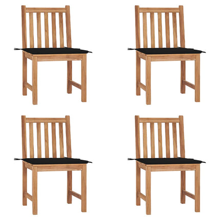 Trädgårdsstolar 4 st med dynor massiv teak