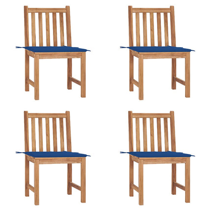 Trädgårdsstolar 4 st med dynor massiv teak