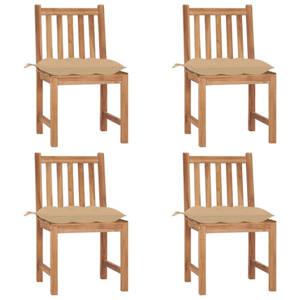 Trädgårdsstolar 4 st med dynor massiv teak