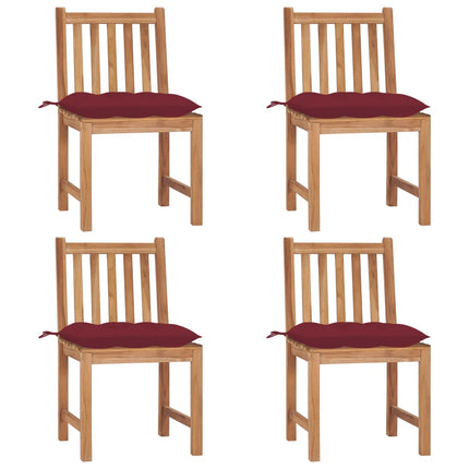 Trädgårdsstolar 4 st med dynor massiv teak