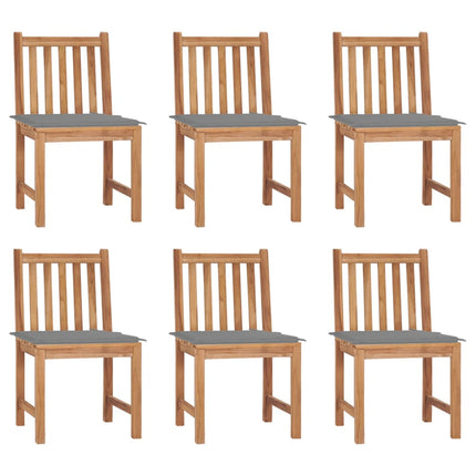 Trädgårdsstolar 6 st med dynor massiv teak