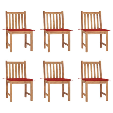 Trädgårdsstolar 6 st med dynor massiv teak