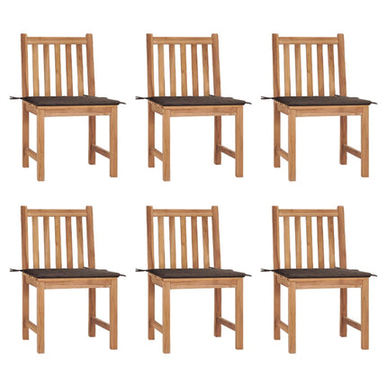 Trädgårdsstolar 6 st med dynor massiv teak