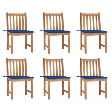 Trädgårdsstolar 6 st med dynor massiv teak