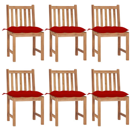 Trädgårdsstolar 6 st med dynor massiv teak