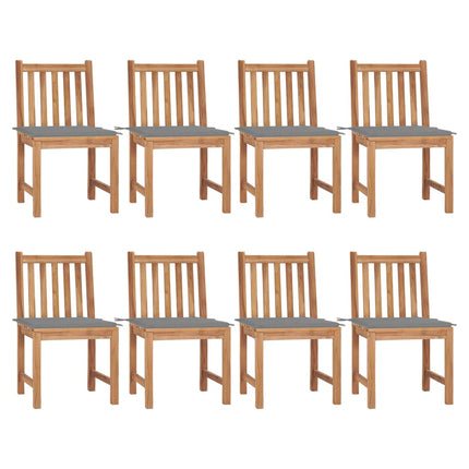 Trädgårdsstolar 8 st med dynor massiv teak