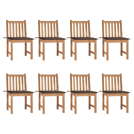 Trädgårdsstolar 8 st med dynor massiv teak