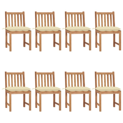 Trädgårdsstolar 8 st med dynor massiv teak