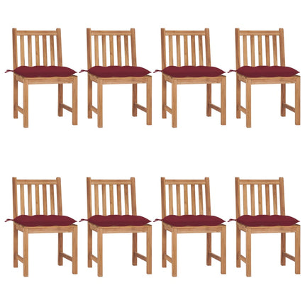 Trädgårdsstolar 8 st med dynor massiv teak