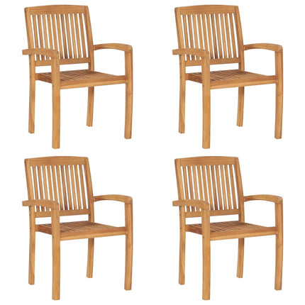 Stapelbara trädgårdsstolar 4 st massiv teak