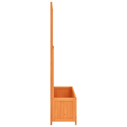 Odlingslåda med spaljé brun 70x30x135 cm massivt granträ