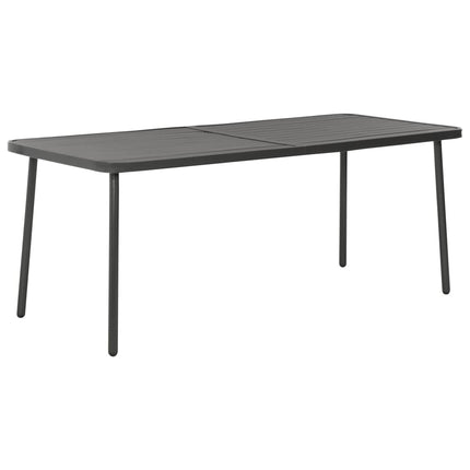 Matgrupp för trädgården 7 delar stål mörkgrå