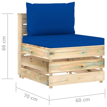 Mittensektion med dynor till pallsoffa tryckimpregnerat trä