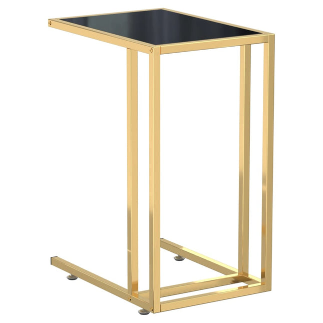 Sidobord till datorbord svart 50x35x65 cm härdat glas